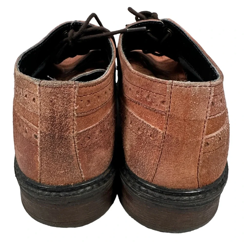 Frank Wright Baird Derby Dress Shoes Mens 12 Brown Suede‎ Wingtip Brogue Lace Up